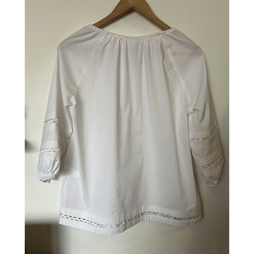 J Jill White Shirt Collection 3/4 Puff Sleeve Peasant Blouse Size Small Petite - Picture 4 of 10